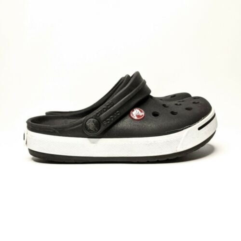 Crocs Clog Unisex Youth Size J1 Juniors Black And White Shoes with Croc Charm